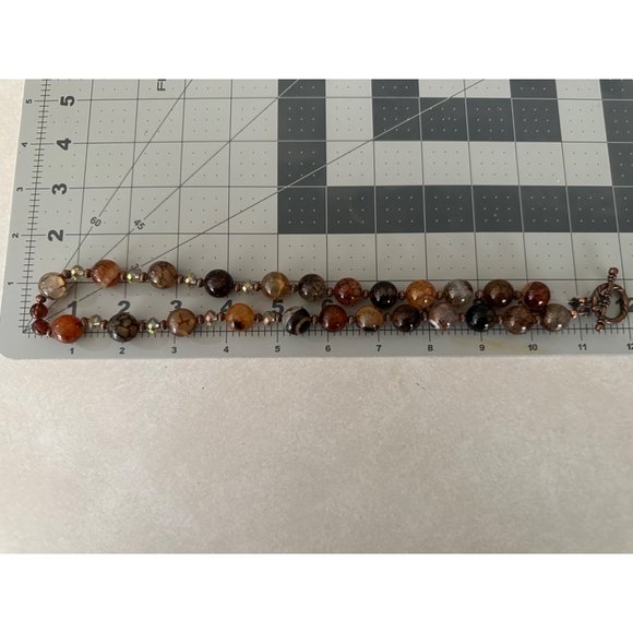 Artisan carnelian quartz banded agate chalcedony beaded necklace - Picture 8 of 8